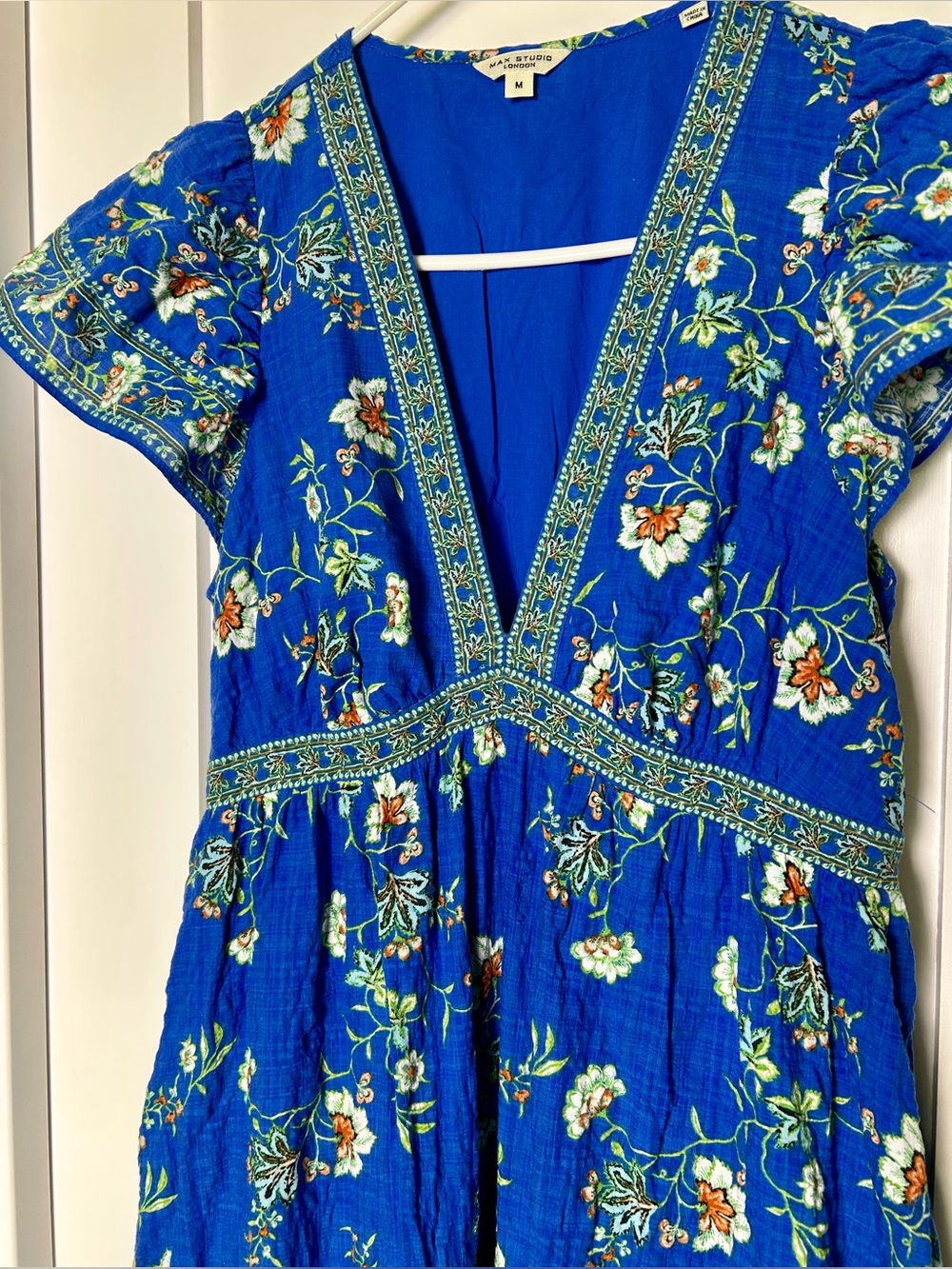 Max Studio London Blue Floral Boho Maxi Dress Medium …